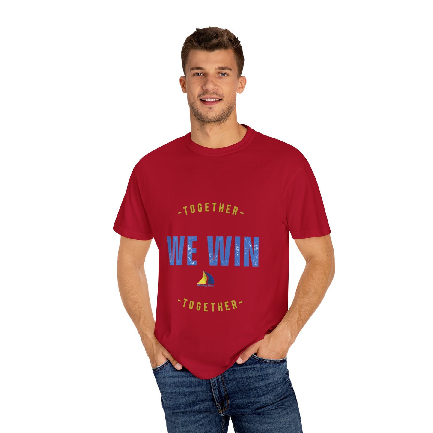 Together We Win Garment-Dyed Unisex T-Shirt, Casual Tee, Gift for Team Spirit, Sports Events, Motivational Apparel, Positive Vibes