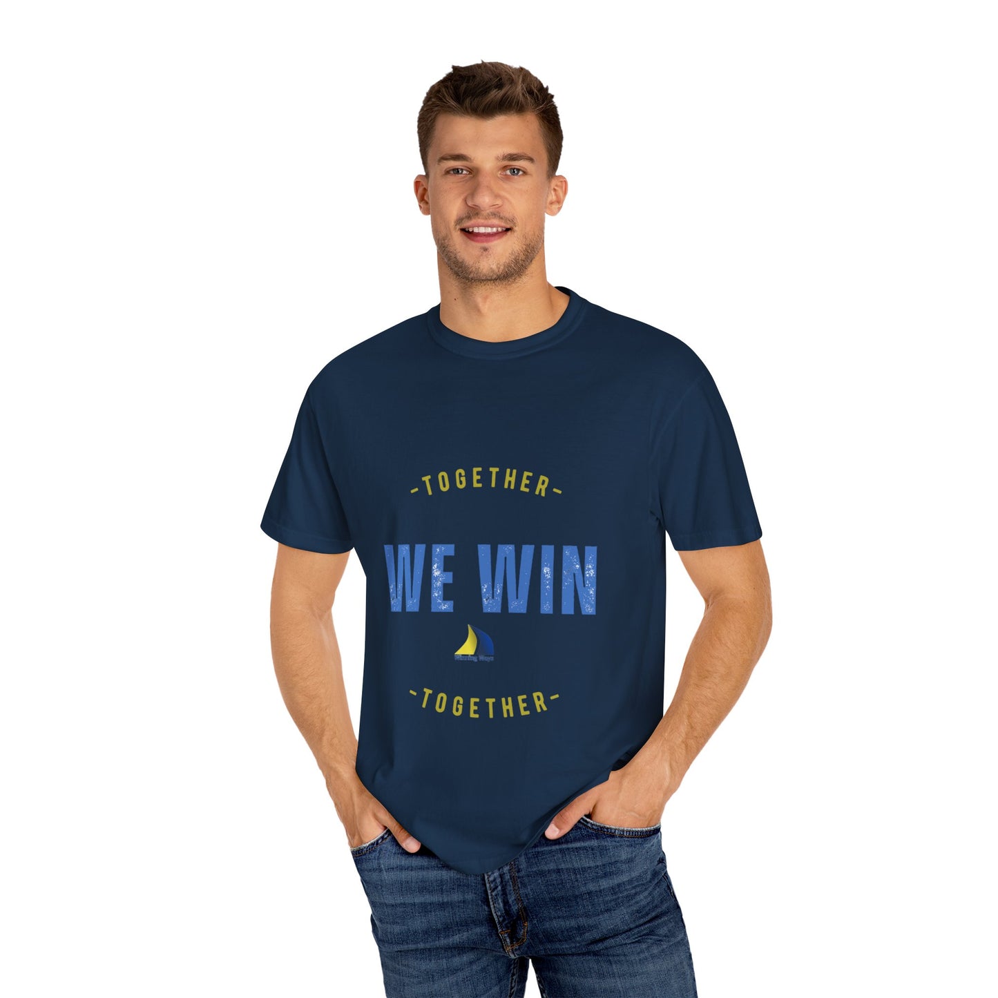 Together We Win Garment-Dyed Unisex T-Shirt, Casual Tee, Gift for Team Spirit, Sports Events, Motivational Apparel, Positive Vibes